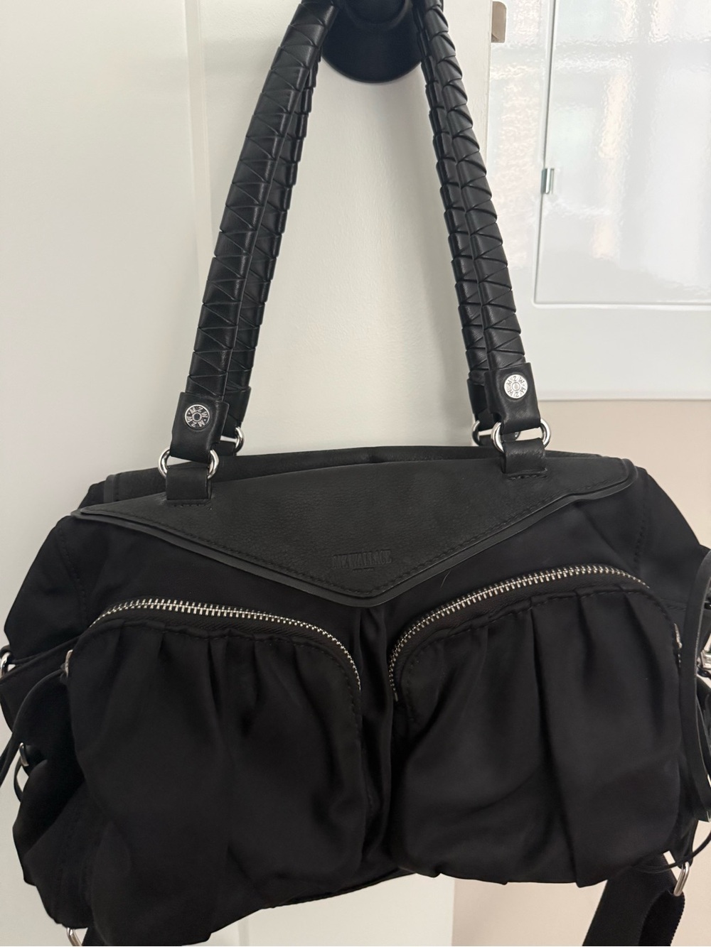 MZ Wallace Thompson Satchel Black Nylon Designer Bag